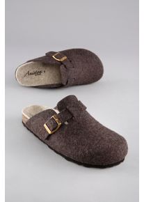 Clog ANISTON SHOES, Damen, Gr. 42, braun meliert, Filz, meliert, Schuhe Clog, Hausschuh, Homeslipper mit verstellbarem Riemchen - NEUE KOLLEKTION