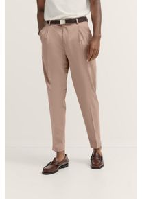 Bundfaltenhose Bugatti, Herren, Gr. 32, L&auml;nge 32, beige (50, beige), 98% Baumwolle, 2% Elasthan, unifarben, loose fit, Hosen Bundfaltenhose, mit Satin-Stretch