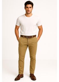Jack & Jones Chinohose JACK & JONES "JPSTMARCO FRANCO CHINO W BELT", Herren, Gr. 28, L&auml;nge 32, braun (ewood), Web, Obermaterial: 98% Baumwolle, 2% Elasthan, unifarben, slim fit kn&ouml;chellang, Hosen Chinohose
