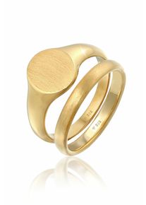 Siegelring Kuzzoi "Ring Herren Siegelring Basic Bandring 2er Set 925 Silber" Gr. 54, gold, Fingerringe, Herren, 54, ohne Stein, Silber 925 (Sterlingsilber), 11mm, Siegelring