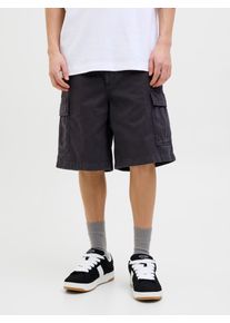 Jack & Jones Cargoshorts JACK & JONES "JPSTKARL AVERY CARGO SHORTS LNG", Herren, Gr. S, N-Gr, schwarz, Web, Obermaterial: 100% Baumwolle, unifarben, relaxed fit knielang, Hosen Cargoshorts