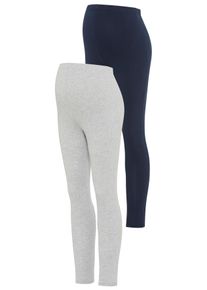 Umstandshose Neun Monate "2 St&uuml;ck Umstands-Hosen f&uuml;r Schwangerschaft und Stillzeit", Damen, Gr. 44/46, N-Gr, blau (marine, graumeliert), Jersey, Obermaterial: 95% Baumwolle, 5% Elasthan. Obermaterial Melange: 57% Baumwolle, 38% Polyester, 5% Elasthan, mehrfarbig, unifarben, Basic, figurbetont 7/8-L&auml;nge, Hosen Umstandshose, 2er Pack Leggings f&uuml;r Schwangerschaft & Stillzeit
