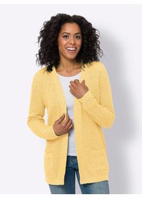 Cardigan Classic Basics, Damen, Gr. 40, gelb (gelb, meliert), 100% Baumwolle, meliert, Strickjacken Cardigan