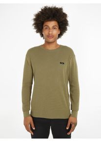 Rundhalspullover Calvin Klein "TEXTURED CN SWEATER", Herren, Gr. 3XL, gr&uuml;n (delta gr&uuml;n), Strick, Obermaterial: 84% Baumwolle, 16% Polyamid, unifarben, Rundhals, B&uuml;ndchen, Pullover Rundhalspullover