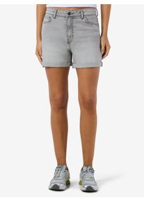 Jeansshorts Noisy may "NMMONI HW DNM SHORTS AZ277LG NOOS", Damen, Gr. S (36), N-Gr, blau (light grau denim), Denim/Jeans, Obermaterial: 99% Baumwolle, 1% Elasthan, unifarben, slim fit kurz, Jeans Jeansshorts