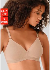 Bralette-BH Petite Fleur, Damen, Gr. 75, Cup AA, bunt (1xtoffee, 1xschwarz, 1xwei&szlig;), Jersey, Obermaterial: 75% Baumwolle, 15% Elasthan, 10% Polyester, Basic, BHs Bralette-BH, ohne B&uuml;gel im Triangel-Schnitt aus Baumwolle, Basic Dessous