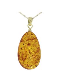 Kette mit Anh&auml;nger OSTSEE-SCHMUCK "- Tropfen ca. 30 mm lang - Silber 925/000, vergoldet - Bernstein" Gr. 50, gold (goldfarben, gelb), Schmuck_Sets, Damen, 50, Silber 925 (Sterlingsilber), Kette mit Anh&auml;nger