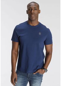 Rundhalsshirt DELMAO, Herren, Gr. 3XL (64/66), blau, Single Jersey, Obermaterial: 100% Baumwolle, unifarben, Basic, regular fit, Rundhals, Shirts Rundhalsshirt, Kurzarm, Regular Fit, basic, aus 100% Baumwolle