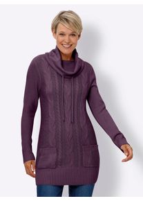 Longpullover Classic Basics "Longpullover", Damen, Gr. 42, lila (traube), 100% Polyacryl, gemustert, unifarben, Pullover Longpullover