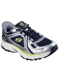 Slip-On Sneaker Skechers "STAMINA SPORT", Herren, Gr. 41, silber (navy, silberfarben), Leder, Mesh, Schuhe Slip-On Sneaker, Trainingsschuh, Retro Sneaker mit Slip-ins