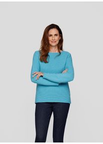 Rundhalspullover Rabe, Damen, Gr. 44, puderblau, Strick, Obermaterial: 52% Polyester, 42% Baumwolle, 6% sonstige Fasern, unifarben, regular fit normal, Rundhals, Rollkante, Pullover Rundhalspullover, in Struktur-Optik