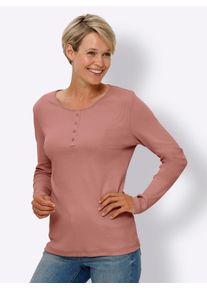 Langarmshirt Classic Basics "Langarm-Shirt", Damen, Gr. 54, rot (rosenholz), 95% Baumwolle, 5% Elasthan, unifarben, Shirts Langarmshirt