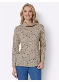 Langarmshirt Inspirationen "Shirt", Damen, Gr. 52, beige (beige, bedruckt), 100% Baumwolle, bedruckt, gebl&uuml;mt, gemustert, mehrfarbig, Shirts Langarmshirt