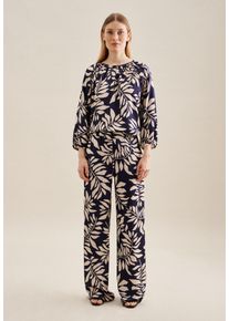 Culotte Seidensticker "Schwarze Rose", Damen, Gr. 34, Normalgr&ouml;&szlig;en, blau (marineblau), 100% Viskose, gebl&uuml;mt, Hosen Culotte