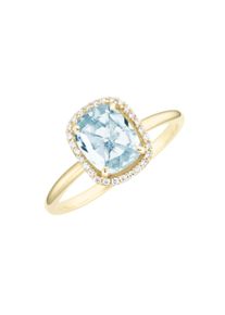 Goldring Luigi Merano "Ring mit Blautopas und Zirkonia, Gold 375" Gr. 60, blau (hellblau), Fingerringe, Damen, 60, Gelbgold 375, Goldring