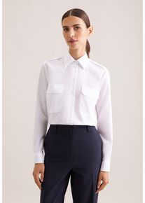 Kurzarmbluse Seidensticker, Damen, Gr. XL(42), wei&szlig;, 100% Baumwolle, unifarben, slim fit, ohne Ausschnitt, Blusen Kurzarmbluse, 1/1 Kragen Uni