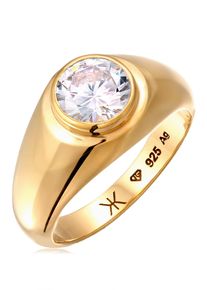 Partnerring Kuzzoi "Ring Zirkonia Wei&szlig; 925 Sterling Silber" Gr. 54, gold, Fingerringe, Damen, 54, Silber 925 (Sterlingsilber), Partnerring