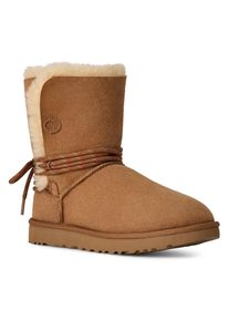 UGG Australia Winterboots UGG "BAILEY TIE", Damen, Gr. 9 (40), chestnut, Lammfell, Veloursleder, Schuhe Winterboots, Winterboots, Schlupfstiefel mit Lammfell-Besatz