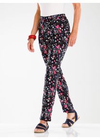 Schlupfhose Classic Basics, Damen, Gr. 46, Normalgr&ouml;&szlig;en, rot (schwarz, erdbeere, bedruckt), 100% Viskose, gebl&uuml;mt, gemustert, mehrfarbig, lang, Hosen Schlupfhose