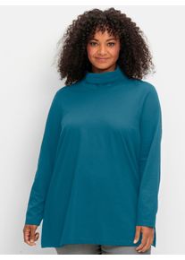 Rollkragenshirt sheego "Rollkragenshirt", Damen, Gr. 40/42, topas, 100% Baumwolle, unifarben, Shirts Rollkragenshirt
