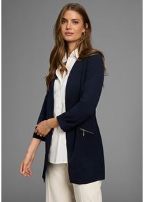 Longblazer Laura Scott, Damen, Gr. 40, blau (marine), Jersey, Obermaterial: 95% Polyester, 5% Elasthan, figurbetont, tiefer V-Ausschnitt, Blazer Longblazer, mit Rei&szlig;verschl&uuml;ssen, Topseller