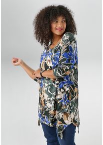 Langarmshirt ANISTON PLUS, Damen, Gr. 44, wei&szlig; (blau, olive, beige, sanftes wei&szlig;, braun), Single Jersey, Obermaterial: 95% Viskose, 5% Elasthan, bedruckt, figurumspielend h&uuml;ftbedeckend, Rundhals, Shirts Langarmshirt, mit farbharmonischen, fantasievollem Druck - NEUE KOLLEKTION