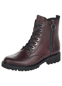 Schn&uuml;rstiefelette Remonte, Damen, Gr. 43, dunkelrot, Leder, used, Schuhe Schn&uuml;rstiefelette, Blockabsatz, Stiefelette, Schn&uuml;rboots, Flats im Used Look