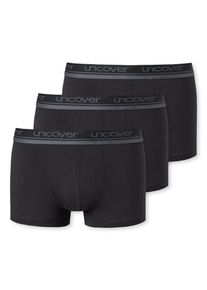 Boxer uncover by Schiesser "Uncover Cotton", Herren, Gr. M, 000, schwarz, Single Jersey, Obermaterial: 95% Baumwolle, 5% Elasthan, k&ouml;rpernah, Unterhosen Boxer, Logo-Bund, elastisch, ohne Eingriff, perfekter Sitz