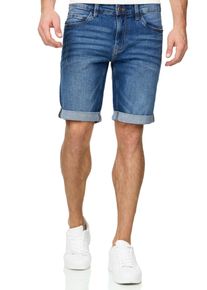 Shorts INDICODE "INKaden", Herren, Gr. S, N-Gr, blau (medium indigo), Denim/Jeans, Obermaterial: 98% Baumwolle, 2% Elasthan, washed, Basic schmal, Hosen Shorts