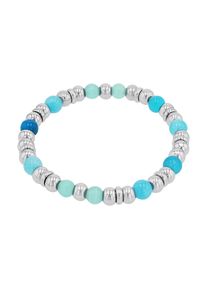 Armband s.Oliver "2039730", blau (edelstahlfarben, blau, t&uuml;rkis, blau, t&uuml;rkis), Armb&auml;nder, Damen, 17cm, Edelstahl, Armband, mit Chalcedon, Katzenauge (echt)