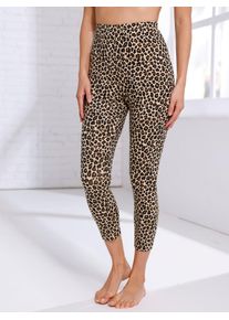 Leggings, Damen, Gr. 46, Normalgr&ouml;&szlig;en, beige, bedruckt, 95% Baumwolle, 5% Elasthan, gemustert, mehrfarbig, Hosen Leggings