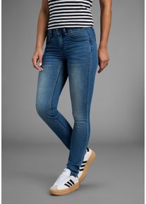 Skinny-fit-Jeans Arizona "Shaping", Damen, Gr. 19, K + L Gr, blau (blau used), Jeans, Obermaterial: 79% Baumwolle, 19% Polyester, 2% Elasthan, Basic, eng lang, Jeans Skinny-fit-Jeans, skinny Passform, normale Leibh&ouml;he, in Stretch-Qualit&auml;t, Used-Look, Topseller