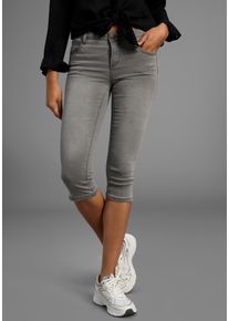 Caprijeans Arizona "Ultra-Stretch", Damen, Gr. 52, N-Gr, grau (grau used), Denim/Jeans, Obermaterial: 74% Baumwolle, 24% Polyester, 2% Elasthan, Basic, skinny fit 3/4-L&auml;nge, Jeans Caprijeans, extra-enger Schnitt, modischer Beinabschluss mit Schlitz, Topseller