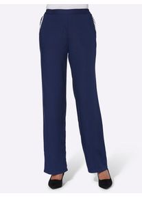 Schlupfhose Classic Basics, Damen, Gr. 46, Normalgr&ouml;&szlig;en, blau (dunkelblau), 100% Viskose, unifarben, lang, Hosen Schlupfhose