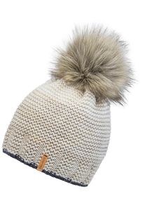 Bommelm&uuml;tze Chillouts "Klara Hat", Damen, beige, Strick, Materialmix, unifarben, M&uuml;tzen Bommelm&uuml;tze, mit abnehmbarem Kunstfell-Bommel