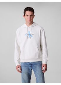 Kapuzensweatshirt Calvin Klein Jeans "400GSM TERRY MONOLOGO HOODIE", Herren, Gr. M, grau (tofu), Sweatware, Obermaterial: 90% Baumwolle, 10% Polyester, unifarben, regular fit normal, Rundhals, eingesetzt Rippb&uuml;ndchen, Sweatshirts Kapuzensweatshirt, Mit Rundhalsausschnitt