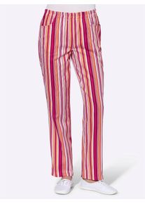 Schlupfhose Classic Basics, Damen, Gr. 46, Normalgr&ouml;&szlig;en, bunt (apricot, rot, gestreift), 100% Baumwolle, gemustert, gestreift, mehrfarbig, lang, Hosen Schlupfhose