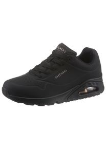 Wedgesneaker Skechers "Uno - Stand on Air", Damen, Gr. 39, schwarz, Lederimitat, Schuhe Wedgesneaker, Freizeitschuh, Halbschuh, Schn&uuml;rschuh mit feiner Perforation, Topseller