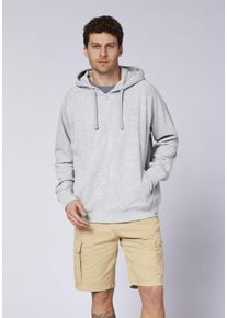 Kapuzensweatjacke Chiemsee, Herren, Gr. S (44/46), grau (neutral gray melange), 90% Baumwolle, 10% Viskose, Sweatjacken Kapuzensweatjacke