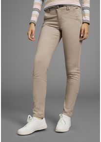 Chinohose Kangaroos, Damen, Gr. 32, N-Gr, beige, Web, Obermaterial: 98% Baumwolle, 2% Elasthan, unifarben, gerade, unten schmal lang, Hosen Chinohose, in schmaler Form, mit Kordel zu binden
