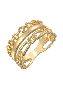 Silberring Elli "Ring Glieder Bandring 3-reihig Goldfarben" Gr. 52, gold, Fingerringe, Damen, 52, Messing, Silberring