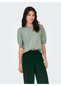Strickpullover Only "ONLRICA LIFE 2/4 PULLOVER KNT NOOS", Damen, Gr. XS, gr&uuml;n (chinois gr&uuml;n detail:with melange), Strick, Obermaterial: 93% Polyester, 4% Nylon, 3% Elasthan, meliert, regular fit h&uuml;ftlang, Rundhals, Rippb&uuml;ndchen, Pullover Strickpullover, Materialmix
