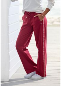 H.I.S. Relaxhose H.I.S, Damen, Gr. 44/46, N-Gr, rot, Interlock, Obermaterial: 60% Baumwolle, 40% Polyester, unifarben, Basic, bequem lang, Hosen Relaxhose, mit seitlichen Streifendesign, Topseller