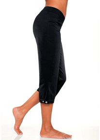 H.I.S. Caprihose H.I.S, Damen, Gr. 44/46, N-Gr, schwarz, Single Jersey, Obermaterial: 94% Baumwolle, 6% Elasthan, unifarben, Basic, bequem 3/4-L&auml;nge, Hosen Caprihose, mit verstellbarem Saum, Loungewear, Topseller