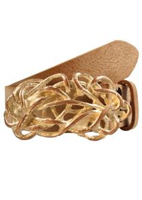 Lederg&uuml;rtel RETTUNGSRING G&Uuml;RTEL, Damen, Gr. 120, braun (hellbraun), Leder, unifarben, G&uuml;rtel Lederg&uuml;rtel, mit austauschbarer Schlie&szlig;e &raquo;Strohknoten Rosa&laquo;