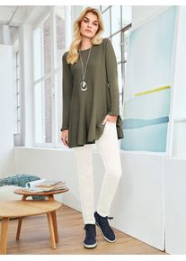 Strickpullover Heine "Pullover", Damen, Gr. 42, gr&uuml;n (khaki), 70% Viskose, 30% Polyamid, unifarben, Pullover Strickpullover