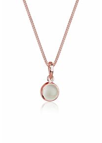 Silberkette Elli "Halskette Klassik Mondstein Edelstein Rund Natur 925 Silber" Gr. 55, rosa (rosegold), Halsketten, Damen, 55,mit Stein, Silber 925 (Sterlingsilber), Silberkette