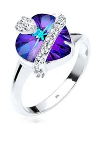 Silberring Elli "Ring Herz Kristalle Glamour&ouml;s 925 Silber" Gr. 54, lila (violett), Fingerringe, Damen, 54, Silber 925 (Sterlingsilber), Silberring