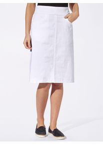 Jeansrock Classic Basics, Damen, Gr. 56, wei&szlig;, 81% Baumwolle, 17% Polyester, 2% Elasthan, 98% Baumwolle, 2% Elasthan, unifarben, knielang, R&ouml;cke Jeansrock