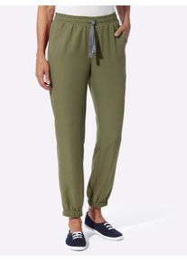 Schlupfhose Classic Basics, Damen, Gr. 46, Normalgr&ouml;&szlig;en, gr&uuml;n (oliv), 100% Polyester, unifarben, lang, Hosen Schlupfhose